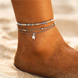 Starfish Pendant Anklets 2019 For Women New Stone Beads Shell Anklet Bohemian Bracelets On Leg BOHO Ocean Jewelry Drop Shipping